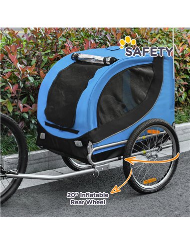 PawHut Steel Dog Bike Trailer Pet Cart Carrier for Bicycle Kit Water Resistant with Hitch Coupler Travel Black and Blue