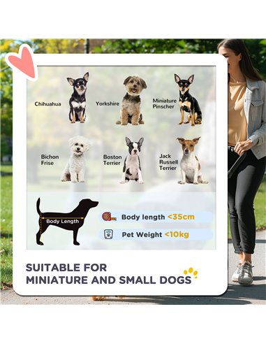 PawHut Pet Stroller for Small Miniature Dogs Cats Foldable Travel Carriage with Wheels Zipper Entry Cup Holder Storage Basket Re