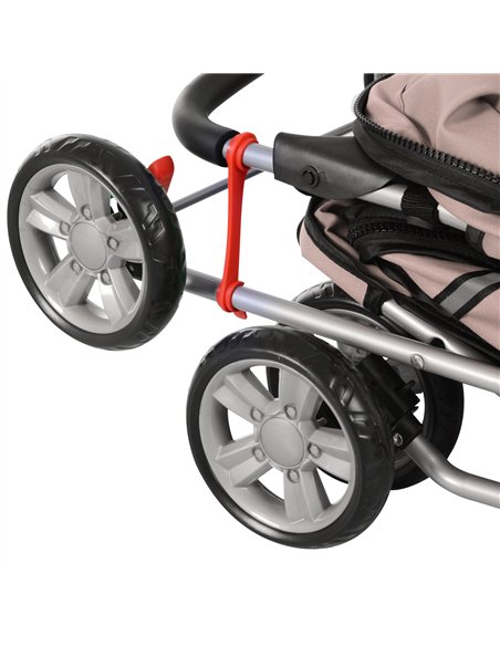 PawHut Pet Stroller for Small Miniature Dogs Cats Foldable Travel Carriage with Wheels Zipper Entry Cup Holder Storage Basket Br - pic 144568 | FastDaddyshop