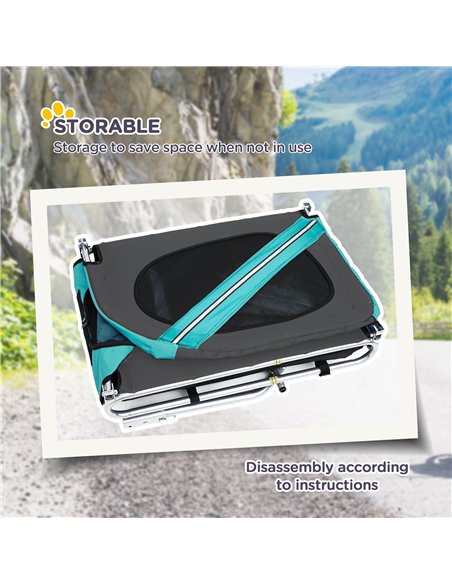 PawHut Folding Dog Bike Trailer Pet Cart Carrier for Bicycle Travel in Steel Frame with Hitch Coupler - Light Blue & Grey - pic 144582 | FastDaddyshop