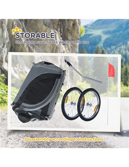 PawHut Steel Dog Bike Trailer Pet Cart Carrier for Bicycle Kit Water Resistant with Hitch Coupler Travel Grey and Black - pic 144591 | FastDaddyshop