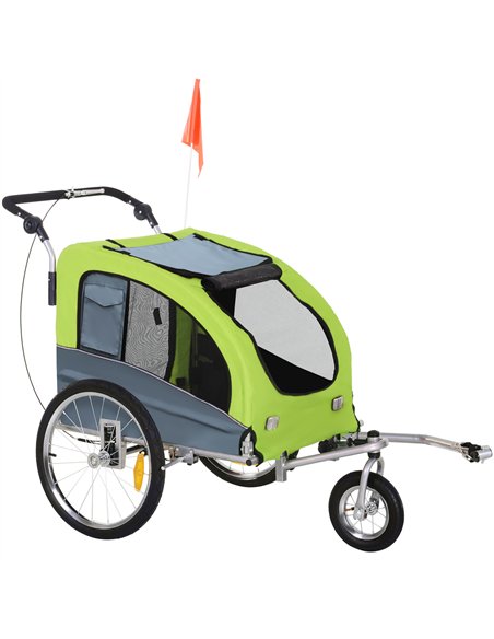 PawHut Dog Bike Trailer Pet Stroller Cart Carrier for Bicycle 360° Rotatable with Reflectors 3 Wheels Hitch Coupler Push/ Pull/  - pic 144596 | FastDaddyshop