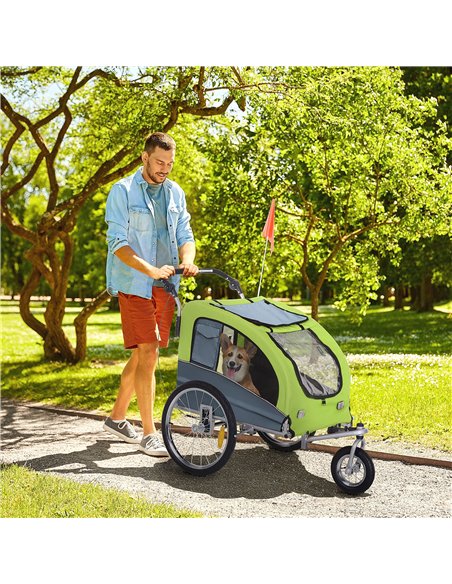 PawHut Dog Bike Trailer Pet Stroller Cart Carrier for Bicycle 360° Rotatable with Reflectors 3 Wheels Hitch Coupler Push/ Pull/  - pic 144597 | FastDaddyshop