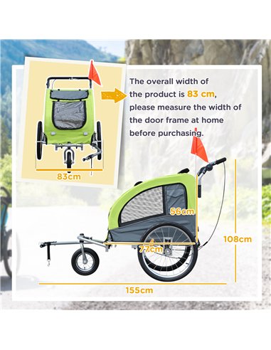 PawHut Dog Bike Trailer Pet Stroller Cart Carrier for Bicycle 360° Rotatable with Reflectors 3 Wheels Hitch Coupler Push/ Pull/ 