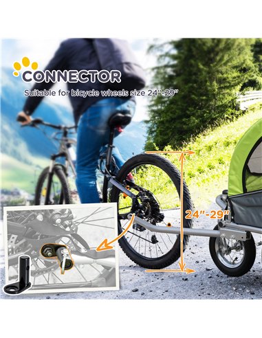 PawHut Dog Bike Trailer Pet Stroller Cart Carrier for Bicycle 360° Rotatable with Reflectors 3 Wheels Hitch Coupler Push/ Pull/ 
