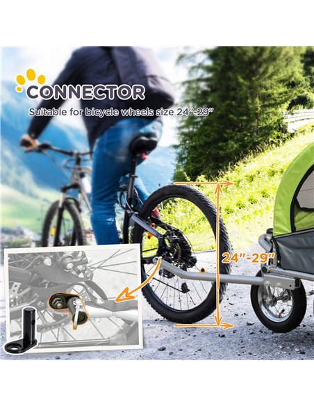 PawHut Dog Bike Trailer Pet Stroller Cart Carrier for Bicycle 360° Rotatable with Reflectors 3 Wheels Hitch Coupler Push/ Pull/  - pic 144602 | FastDaddyshop