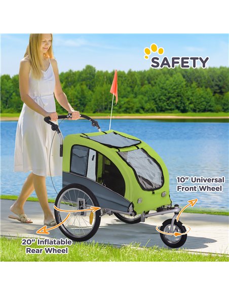 PawHut Dog Bike Trailer Pet Stroller Cart Carrier for Bicycle 360° Rotatable with Reflectors 3 Wheels Hitch Coupler Push/ Pull/  - pic 144603 | FastDaddyshop