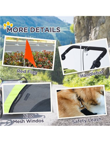 PawHut Dog Bike Trailer Pet Stroller Cart Carrier for Bicycle 360° Rotatable with Reflectors 3 Wheels Hitch Coupler Push/ Pull/ 