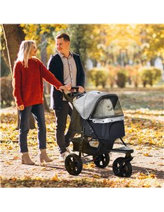 PawHut Dog Pram Dog Stroller Pet Stroller, 3 Wheels Dog Pushchair with Brake, for Small Miniature Dogs, Cats, Red 2