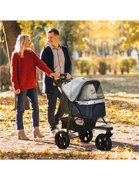 PawHut Dog Pram Dog Stroller Pet Stroller, 3 Wheels Dog Pushchair with Brake, for Small Miniature Dogs, Cats, Red - pic 144615 | FastDaddyshop
