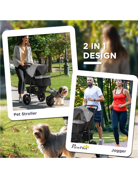PawHut Dog Pram Dog Stroller Pet Stroller, 3 Wheels Dog Pushchair with Brake, for Small Miniature Dogs, Cats, Red - pic 144618 | FastDaddyshop