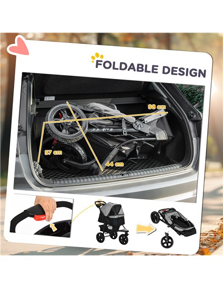 PawHut Dog Pram Dog Stroller Pet Stroller, 3 Wheels Dog Pushchair with Brake, for Small Miniature Dogs, Cats, Red - pic 144619 | FastDaddyshop