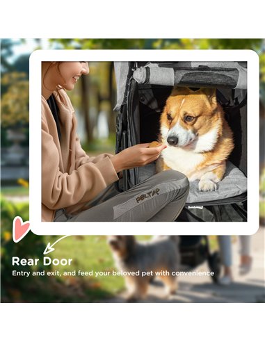 PawHut Dog Pram Dog Stroller Pet Stroller, 3 Wheels Dog Pushchair with Brake, for Small Miniature Dogs, Cats, Red