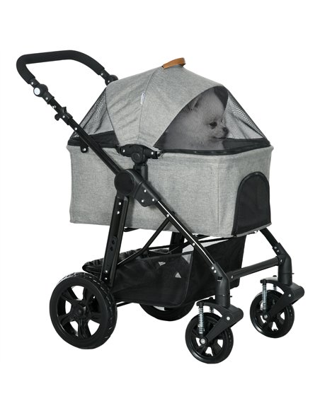 PawHut Dog Pram Pet Stroller for Small Dogs Cats, Foldable Dog Pushchair Trolley with Detachable Pet Carrier Bag, Shock Absorber - pic 144623 | FastDaddyshop