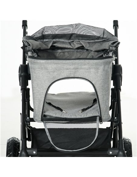 PawHut Dog Pram Pet Stroller for Small Dogs Cats, Foldable Dog Pushchair Trolley with Detachable Pet Carrier Bag, Shock Absorber - pic 144631 | FastDaddyshop