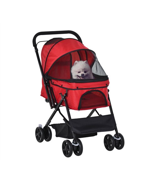 PawHut Pet Stroller Pushchair Foldable Travel Dog Cat Carriage w/ Reversible Handle Brake Basket - pic 144650 | FastDaddyshop