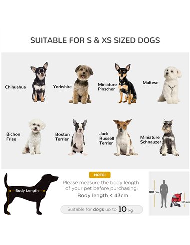 PawHut Pet Stroller Pushchair Foldable Travel Dog Cat Carriage w/ Reversible Handle Brake Basket