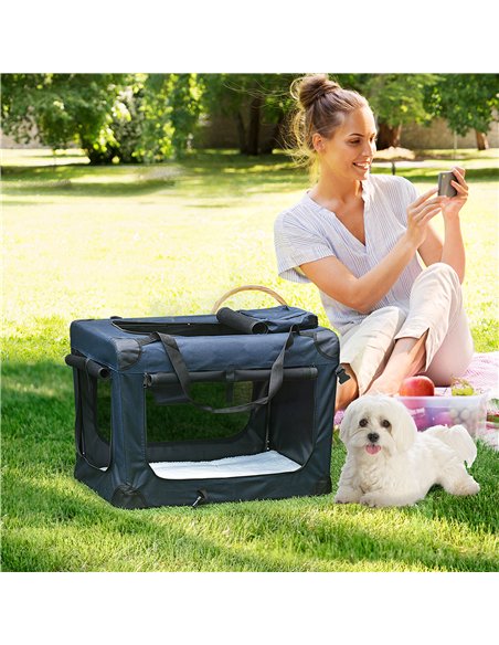 PawHut Foldable Pet Carrier for Small and Miniature Dogs, Portable Cat Carrier Soft Side Pet Travel Crate with Removable Mat, St - pic 144678 | FastDaddyshop