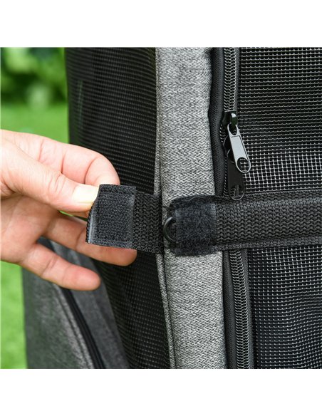 PawHut Pet Travel Backpack Bag Cat Puppy Dog Carrier w/ Trolley and Telescopic Handle Portable Stroller Wheel Luggage Bag (Grey) - pic 144703 | FastDaddyshop