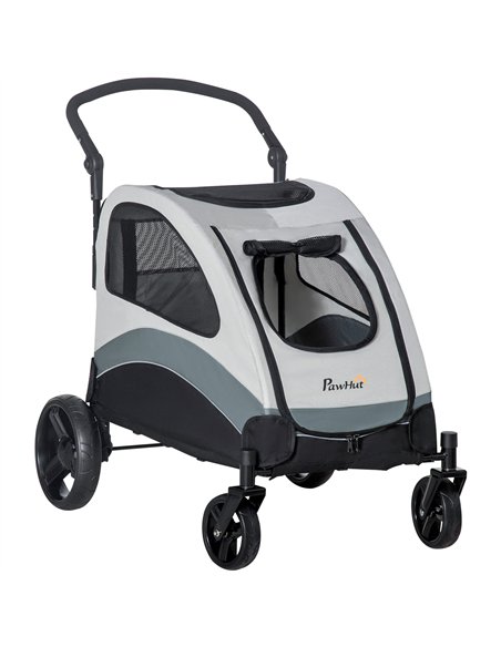 PawHut Pet Stroller for Medium Dogs Cat Pushchair Buggy Pram with 4 Wheels Safety Leash Zipper Doors Mesh Windows Storage Bag -  - pic 144731 | FastDaddyshop