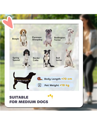 PawHut Pet Stroller for Medium Dogs Cat Pushchair Buggy Pram with 4 Wheels Safety Leash Zipper Doors Mesh Windows Storage Bag - 