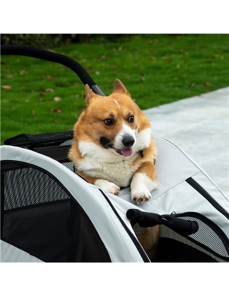 PawHut Pet Stroller for Medium Dogs Cat Pushchair Buggy Pram with 4 Wheels Safety Leash Zipper Doors Mesh Windows Storage Bag -  - pic 144739 | FastDaddyshop