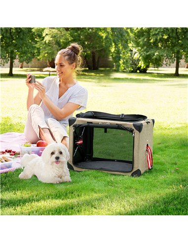 PawHut Foldable Pet Carrier, with Cushion, for Small Dogs and Cats