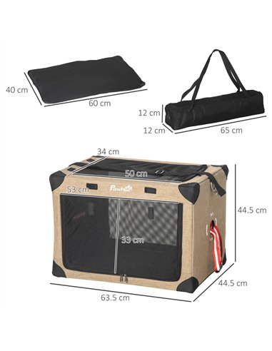 PawHut Foldable Pet Carrier, with Cushion, for Small Dogs and Cats