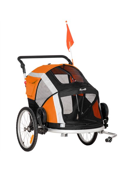 PawHut Dog Bike Trailer 2-in-1 Pet Stroller for Large Dogs Cart Foldable Bicycle Carrier Aluminium Frame with Safety Leash Hitch - pic 144749 | FastDaddyshop
