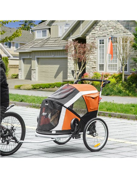 PawHut Dog Bike Trailer 2-in-1 Pet Stroller for Large Dogs Cart Foldable Bicycle Carrier Aluminium Frame with Safety Leash Hitch - pic 144750 | FastDaddyshop