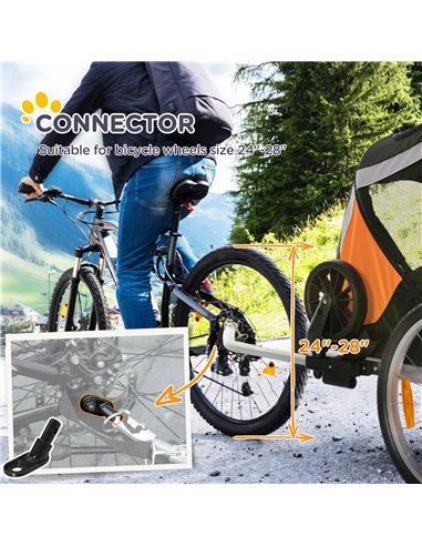 PawHut Dog Bike Trailer 2-in-1 Pet Stroller for Large Dogs Cart Foldable Bicycle Carrier Aluminium Frame with Safety Leash Hitch