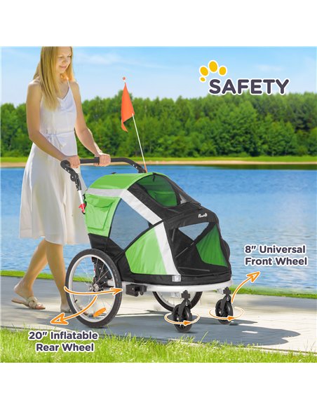 PawHut Dog Bike Trailer 2-in-1 Pet Stroller for Large Dogs Cart Foldable Bicycle Carrier Aluminium Frame with Safety Leash Hitch - pic 144756 | FastDaddyshop