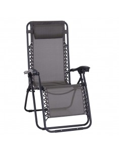 Outsunny Folding & Reclining Outdoor Sun Lounger with Head Pillow, Grey