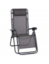 Outsunny Folding & Reclining Outdoor Sun Lounger with Head Pillow, Grey