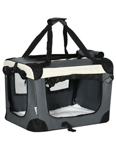 PawHut 51cm Foldable Pet Carrier, with Cushion, for Mini Dogs and Cats - Grey