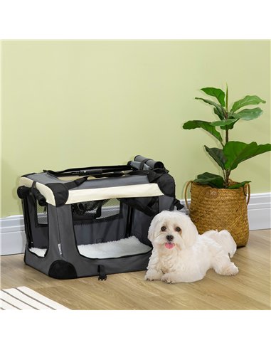 PawHut 51cm Foldable Pet Carrier, with Cushion, for Mini Dogs and Cats - Grey