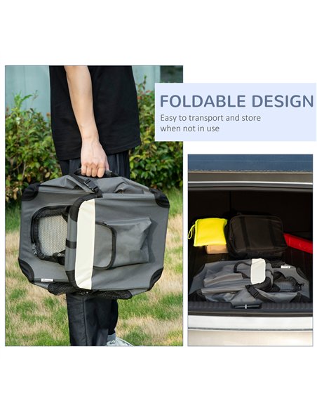 PawHut 51cm Foldable Pet Carrier, with Cushion, for Mini Dogs and Cats - Grey - pic 144773 | FastDaddyshop