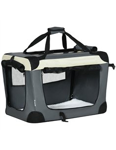 PawHut 60cm Foldable Pet Carrier, with Cushion, for Miniature Dogs and Cats - Grey
