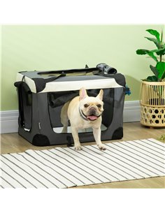 PawHut 60cm Foldable Pet Carrier, with Cushion, for Miniature Dogs and Cats - Grey 2