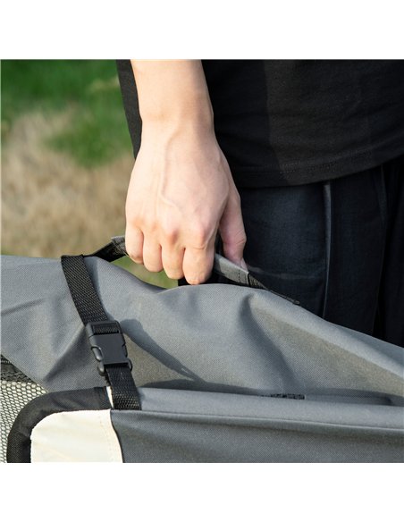 PawHut 60cm Foldable Pet Carrier, with Cushion, for Miniature Dogs and Cats - Grey - pic 144783 | FastDaddyshop