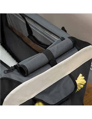 PawHut 60cm Foldable Pet Carrier, with Cushion, for Miniature Dogs and Cats - Grey