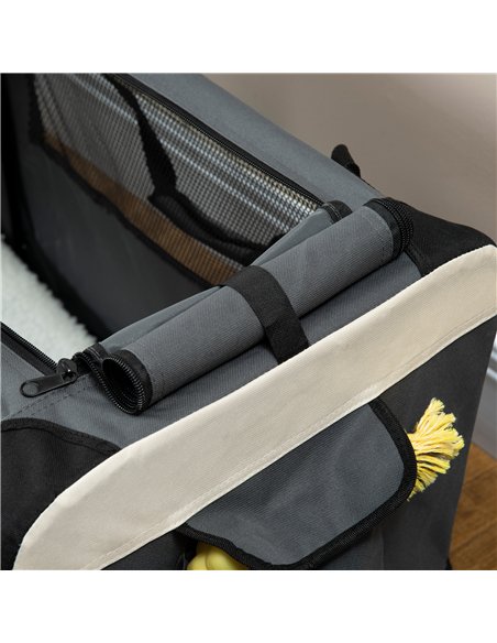 PawHut 60cm Foldable Pet Carrier, with Cushion, for Miniature Dogs and Cats - Grey - pic 144784 | FastDaddyshop