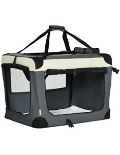 PawHut 70cm Foldable Pet Carrier, with Cushion, for Small Dogs and Cats - Grey
