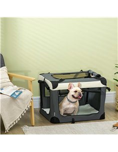 PawHut 70cm Foldable Pet Carrier, with Cushion, for Small Dogs and Cats - Grey 2