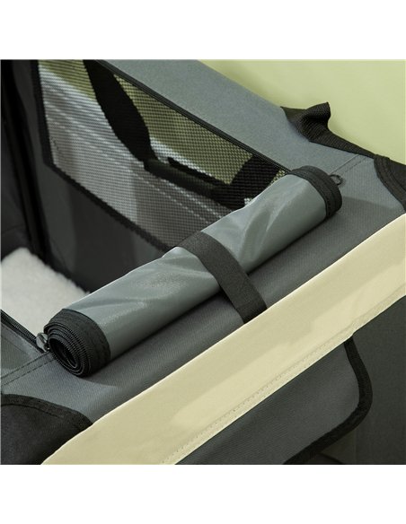 PawHut 70cm Foldable Pet Carrier, with Cushion, for Small Dogs and Cats - Grey - pic 144793 | FastDaddyshop