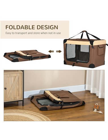 PawHut 81cm Foldable Pet Carrier, with Cushion, for Medium Dogs and Cats - Brown