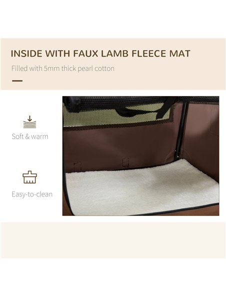 PawHut 81cm Foldable Pet Carrier, with Cushion, for Medium Dogs and Cats - Brown - pic 144800 | FastDaddyshop