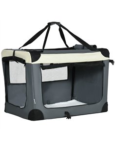 PawHut 81cm Foldable Pet Carrier, with Cushion, for Medium Dogs and Cats - Grey