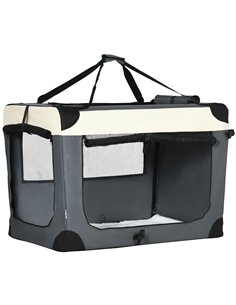 PawHut 91cm Foldable Pet Carrier, with Cushion, for Large Dogs and Cats - Grey