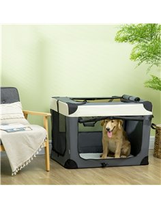 PawHut 91cm Foldable Pet Carrier, with Cushion, for Large Dogs and Cats - Grey 2